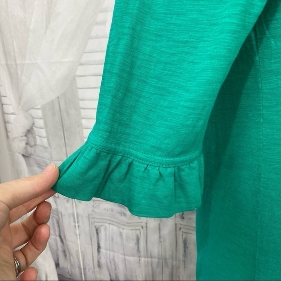 Lilly Pulitzer Small Somerset Emerald Solid Green Dress Mini Dress Ruffle Sleeve - Picture 5 of 8